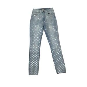 DL1961 Farrow High Rise Skinny Ankle Metallic Klein Denim Jeans 25